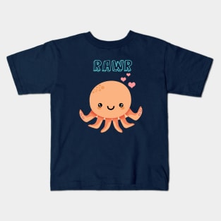 Cute Kawaii Baby Octopus Rawr Kids T-Shirt